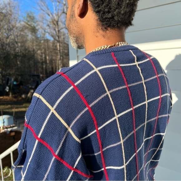 Vintage Orvis Blue Striped Cotton Crewneck Sweater | Classic Preppy Style Large - Picture 7 of 13